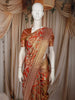 Burnt Orange Floral And Elephant Motif Zari Woven Design Pure Kanchipuram Silk Saree with Zari Border