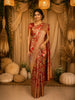 Burnt Orange Floral And Elephant Motif Zari Woven Design Pure Kanchipuram Silk Saree with Zari Border