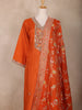 Burnt Orange Floral Design Semi Silk Straight Cut Salwar Suit