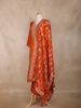 Burnt Orange Floral Design Semi Silk Straight Cut Salwar Suit