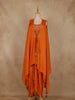 Burnt Orange Floral Embroidered Crepe Silk Skirt Top