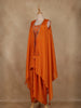 Burnt Orange Floral Embroidered Crepe Silk Skirt Top