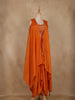 Burnt Orange Floral Embroidered Crepe Silk Skirt Top