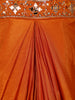Burnt Orange Floral Embroidered Crepe Silk Skirt Top