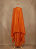Burnt Orange Floral Embroidered Crepe Silk Skirt Top