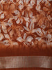 Burnt Orange Floral Printed Design Linen Cotton Casual Wear Saree