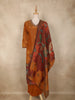 Burnt Orange Floral Printed Design Tissue Straight Cut Salwar Suit with Dupatta