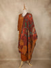 Burnt Orange Floral Printed Design Tissue Straight Cut Salwar Suit with Dupatta