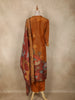 Burnt Orange Floral Printed Design Tissue Straight Cut Salwar Suit with Dupatta