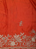 Burnt Orange Floral Sequins Embroidered Satin Saree