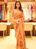 Burnt Orange Floral Sequins and Kartana Beads Embroidered Design Pure Tissue Silk Designer Saree with Saree with Matching Stitched Designer Blouse