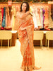 Burnt Orange Floral Sequins and Kartana Beads Embroidered Design Pure Tissue Silk Designer Saree with Saree with Matching Stitched Designer Blouse