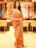 Burnt Orange Floral Sequins and Kartana Beads Embroidered Design Pure Tissue Silk Designer Saree with Saree with Matching Stitched Designer Blouse