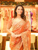 Burnt Orange Floral Sequins and Kartana Beads Embroidered Design Pure Tissue Silk Designer Saree with Saree with Matching Stitched Designer Blouse