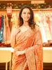 Burnt Orange Floral Sequins and Kartana Beads Embroidered Design Pure Tissue Silk Designer Saree with Saree with Matching Stitched Designer Blouse