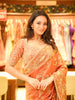 Burnt Orange Floral Sequins and Kartana Beads Embroidered Design Pure Tissue Silk Designer Saree with Saree with Matching Stitched Designer Blouse