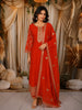 Burnt Orange Floral Zari Embroidered Design Georgette Palazzo Suit with Matching Dupatta