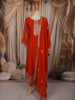 Burnt Orange Floral Zari Embroidered Design Georgette Palazzo Suit with Matching Dupatta