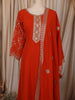 Burnt Orange Floral Zari Embroidered Design Georgette Palazzo Suit with Matching Dupatta