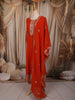 Burnt Orange Floral Zari Embroidered Design Georgette Palazzo Suit with Matching Dupatta
