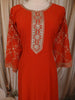 Burnt Orange Floral Zari Embroidered Design Georgette Palazzo Suit with Matching Dupatta