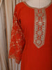 Burnt Orange Floral Zari Embroidered Design Georgette Palazzo Suit with Matching Dupatta