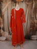 Burnt Orange Floral Zari Embroidered Design Georgette Palazzo Suit with Matching Dupatta