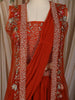 Burnt Orange Rust Floral Embroidered Design Georgette Lehenga with Over Coat