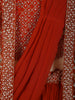Burnt Orange Rust Floral Embroidered Design Georgette Lehenga with Over Coat