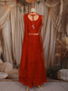 Burnt Orange Rust Floral Embroidered Design Georgette Lehenga with Over Coat