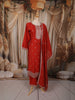 Burnt Orange Floral Zari Embroidered Design Silk Straight Cut Salwar Suit with Dupatta