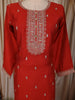 Burnt Orange Floral Zari Embroidered Design Silk Straight Cut Salwar Suit with Dupatta