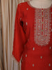 Burnt Orange Floral Zari Embroidered Design Silk Straight Cut Salwar Suit with Dupatta