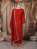 Burnt Orange Floral Zari Embroidered Design Silk Straight Cut Salwar Suit with Dupatta