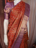Burnt Orange Floral Zari Woven Design Pure Kanchipuram Silk Saree with Contrast Zari Border