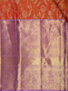 Burnt Orange Floral Zari Woven Design Pure Kanchipuram Silk Saree with Contrast Zari Border