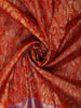 Burnt Orange Floral Zari Woven Design Pure Kanchipuram Silk Saree with Contrast Zari Border