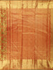 Burnt Orange Floral Zari Woven Design Pure Kanchipuram Silk Saree with Zari Border