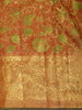 Burnt Orange Floral Zari Woven Design Pure Kanchipuram Silk Saree with Zari Border