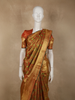 Burnt Orange Floral Zari Woven Design Pure Kanchipuram Silk Saree with Zari Border