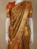 Burnt Orange Floral Zari Woven Design Pure Kanchipuram Silk Saree with Zari Border