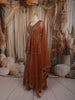 Burnt Orange Heavy Sequins and Beads Embroidered Design Net Fancy Peplum Palazzo Suit with Matching Dupatta