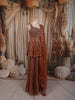 Burnt Orange Heavy Sequins and Beads Embroidered Design Net Fancy Peplum Palazzo Suit with Matching Dupatta