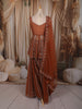 Burnt Orange Heavy Sequins and Beads Embroidered Design Net Fancy Peplum Palazzo Suit with Matching Dupatta