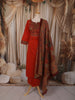 Burnt Orange Kalamkari Printed Design Cotton Straight Cut Salwar Suit with Dupatta