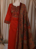 Burnt Orange Kalamkari Printed Design Cotton Straight Cut Salwar Suit with Dupatta