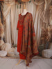 Burnt Orange Kalamkari Printed Design Cotton Straight Cut Salwar Suit with Dupatta