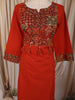 Burnt Orange Kalamkari Printed Design Cotton Straight Cut Salwar Suit with Dupatta