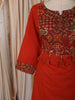 Burnt Orange Kalamkari Printed Design Cotton Straight Cut Salwar Suit with Dupatta