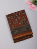 Burnt Orange Kalamkari Printed Design Mixed Cotton Saree